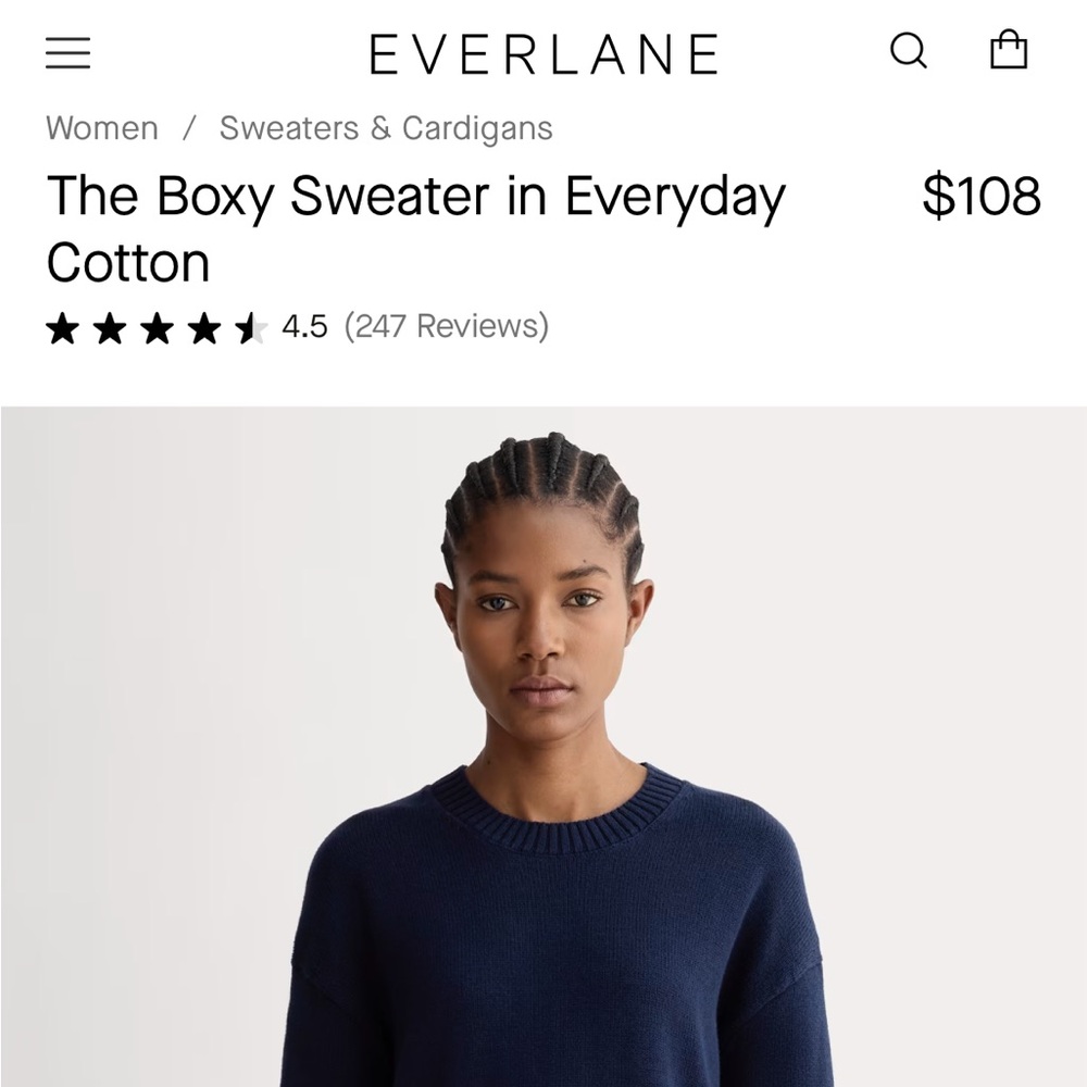 Everlane Dark Blue Knit Sweater - used in good condition
